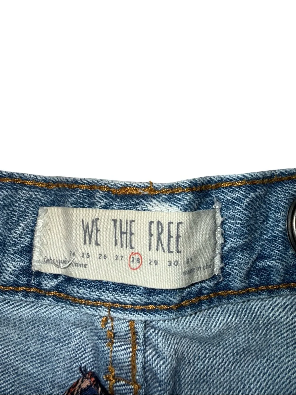 Free People We The Free Size 28 Distressed Denim Cutoff Shorts Paisley Belt